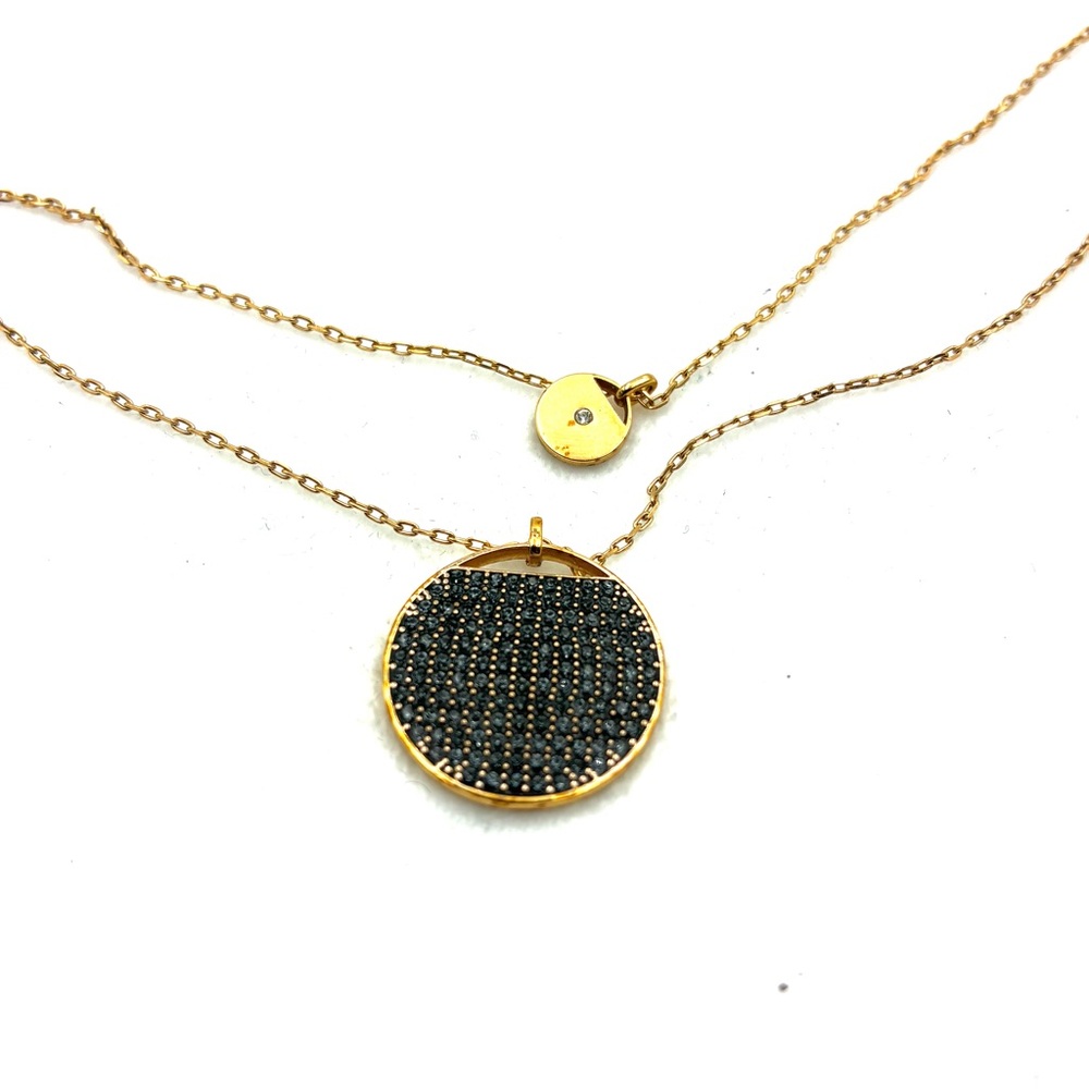 Swarovski Gold Necklace with Black Crystals Pendant - Picture 2 of 5